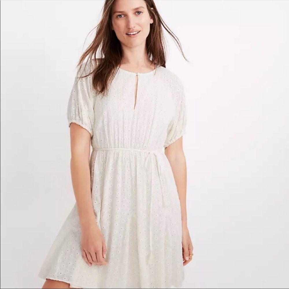 Madewell |  Eyelet Tassel-Tie Mini Dress